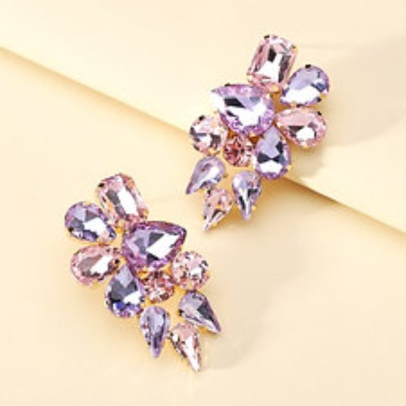 Earrings / Geometric Dangle Drop Earrings Multicolored Crystal Statement… - Picture 2 of 6